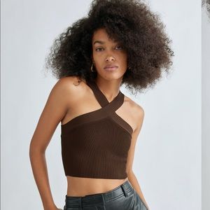 Babaton Sculpt Knit Criss Cross Cropped Tank